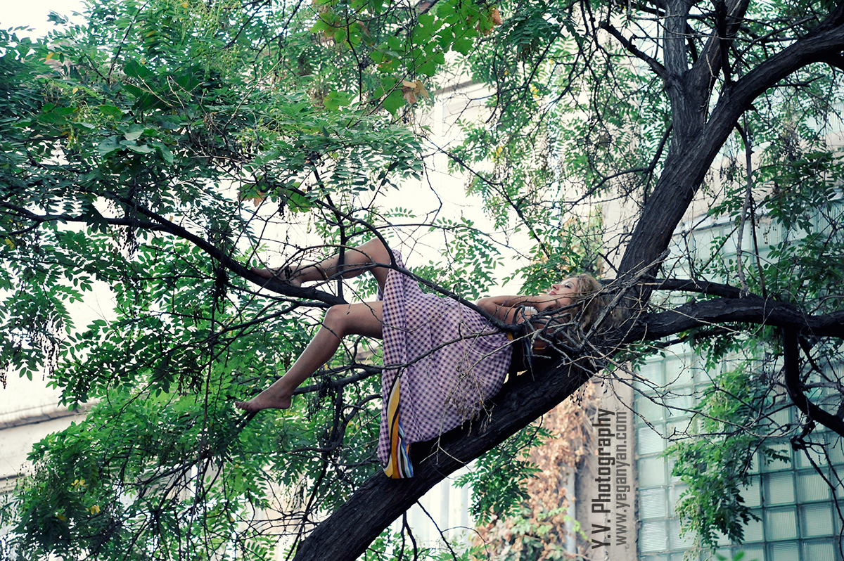 girl on treegirl on tree